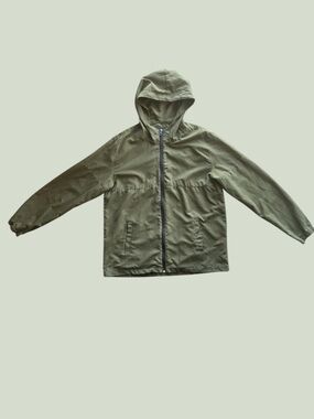 Triumph Over Tragedy Olive Green Hooded Windbreaker Jacket Men’s Large Minimal